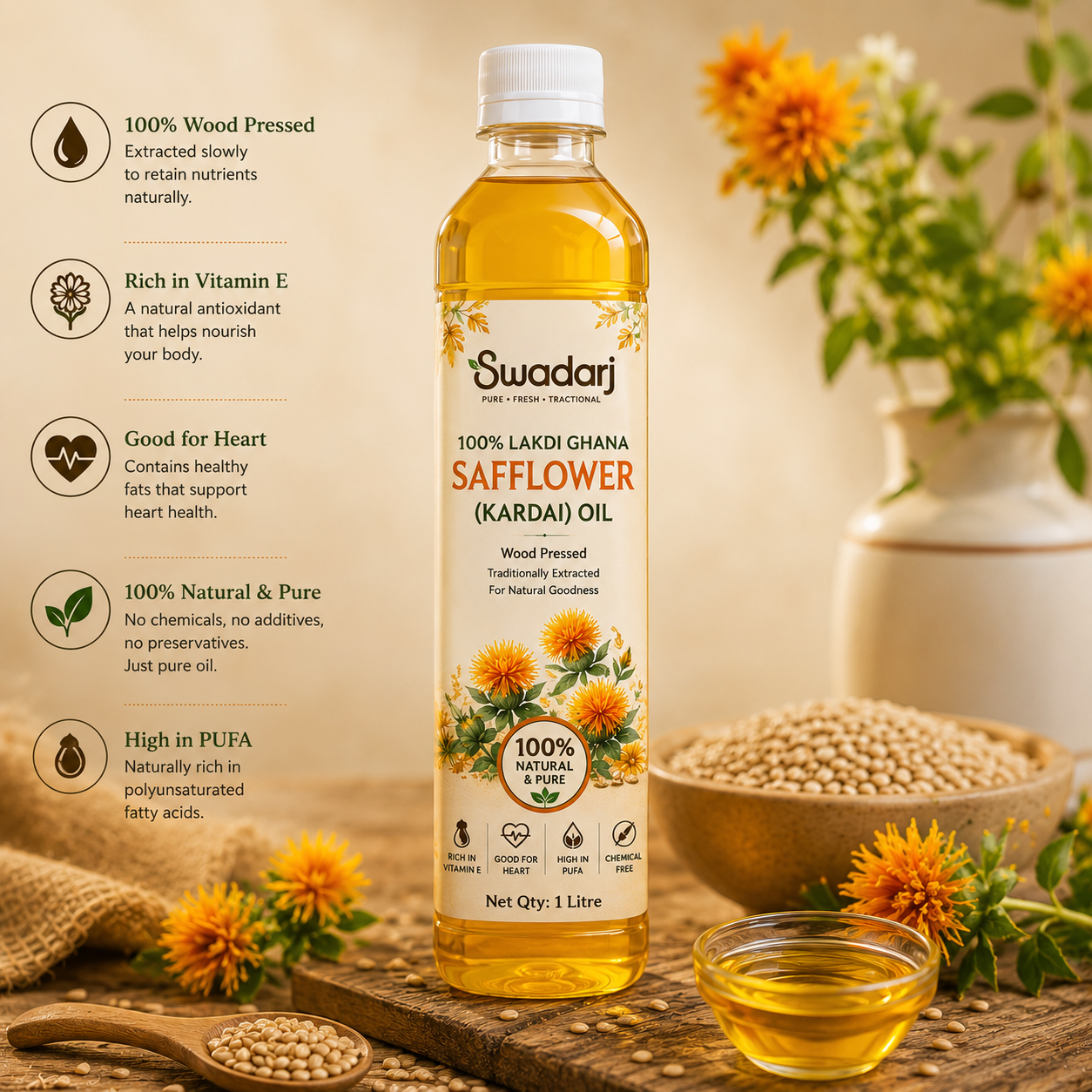 Pure Safflower (Kardai) Oil