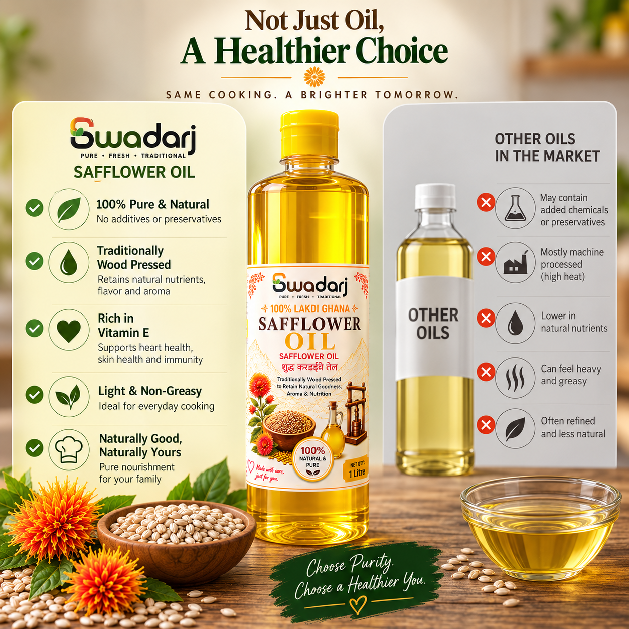 Pure Safflower (Kardai) Oil
