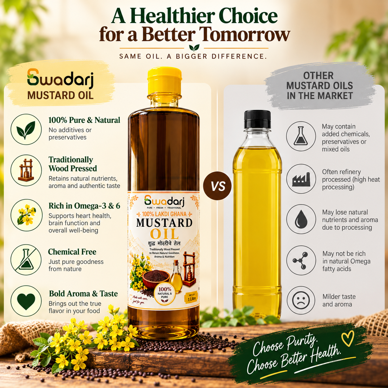 Premium Lakdi Ghana Black Mustard Oil