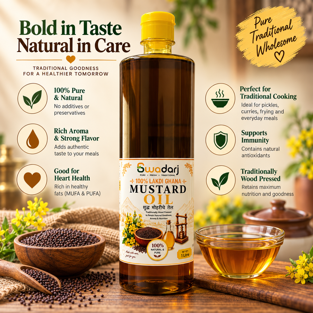 Premium Lakdi Ghana Black Mustard Oil