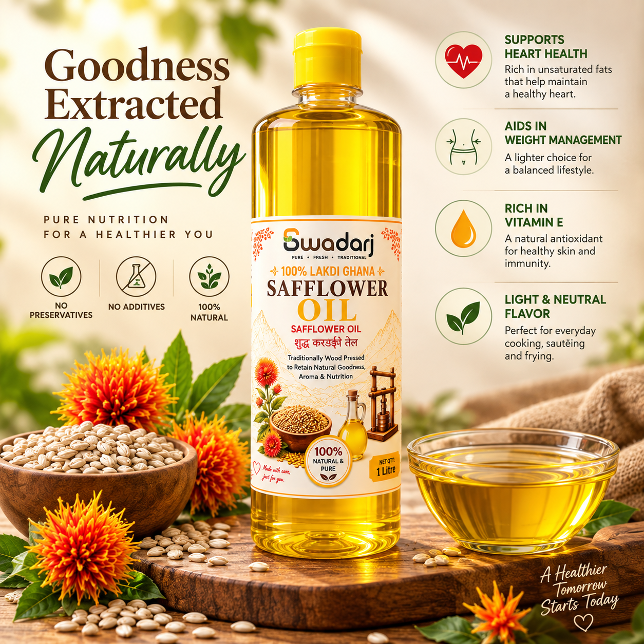 Pure Safflower (Kardai) Oil