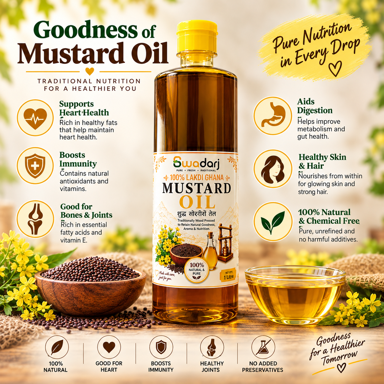 Premium Lakdi Ghana Black Mustard Oil