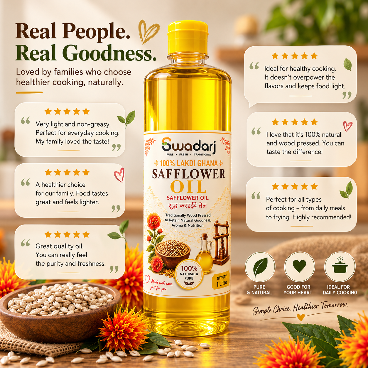 Pure Safflower (Kardai) Oil