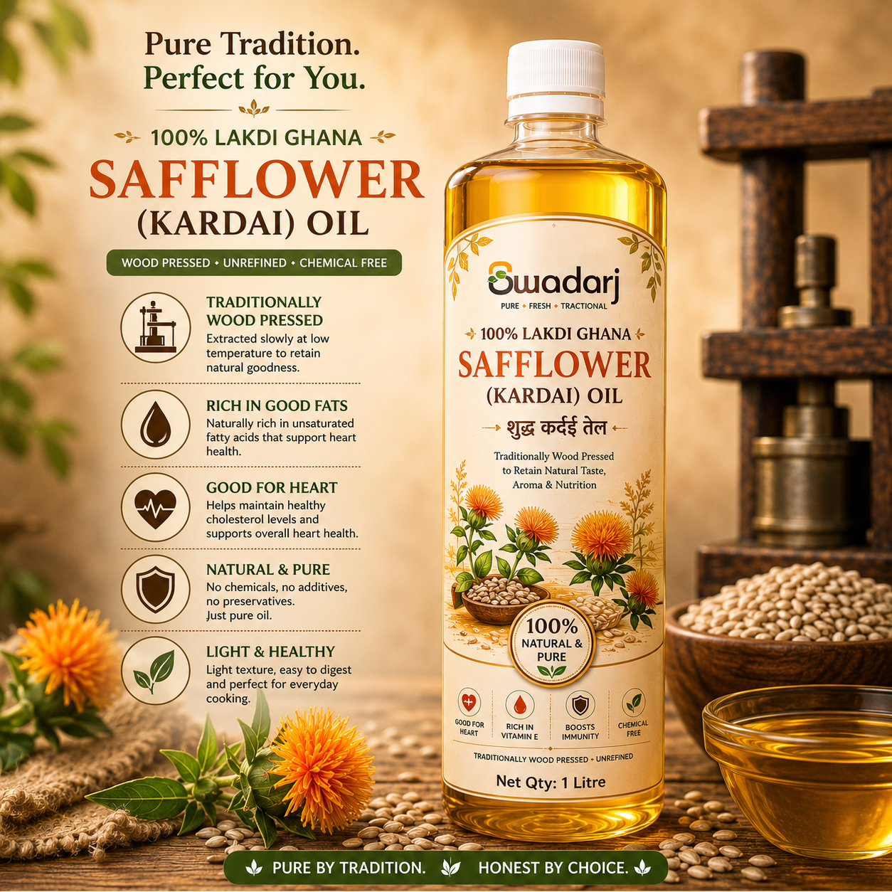 Pure Safflower (Kardai) Oil