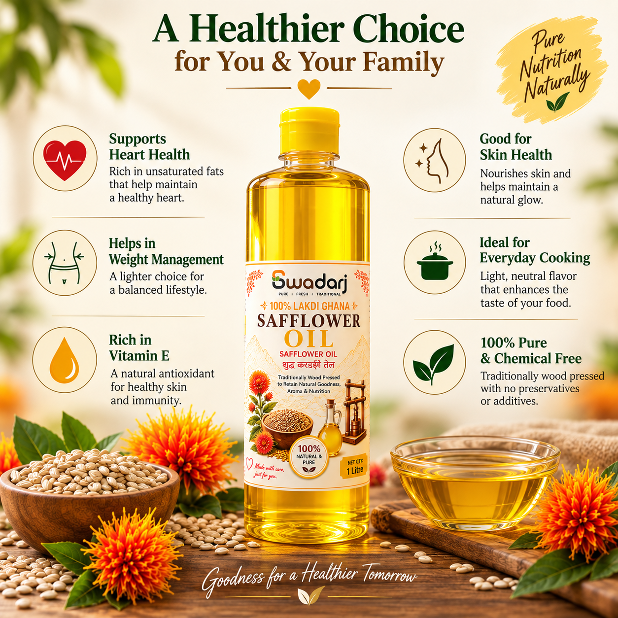 Pure Safflower (Kardai) Oil