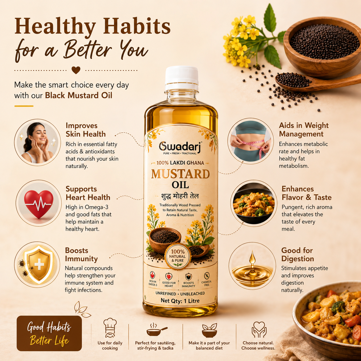 Premium Lakdi Ghana Black Mustard Oil